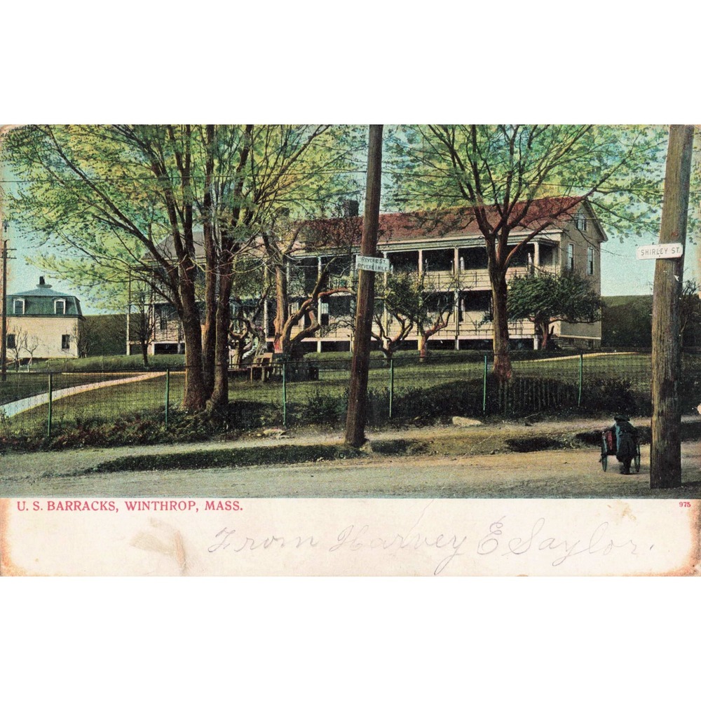 Winthrop Massachusetts MA US Barracks Military Shirley St Bosselman Postcard